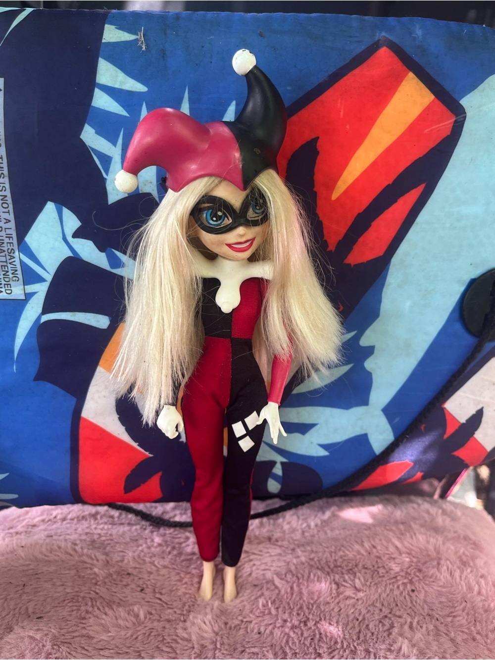 Harley Quinn-Inspired Kids Doll Costume Outfit - Black & Red